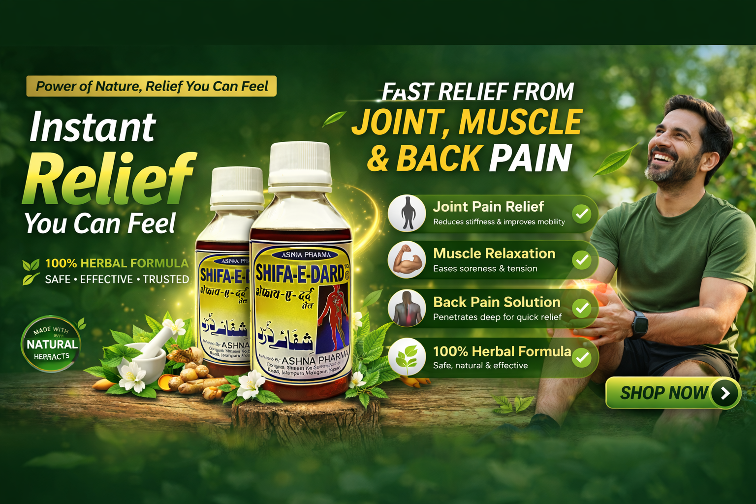 Herbal pain relief with Shifa-E-Dard